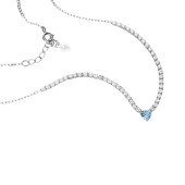 Colier tenis argint cu pietre si inima bleu DiAmanti SMT-1024A-N-AS